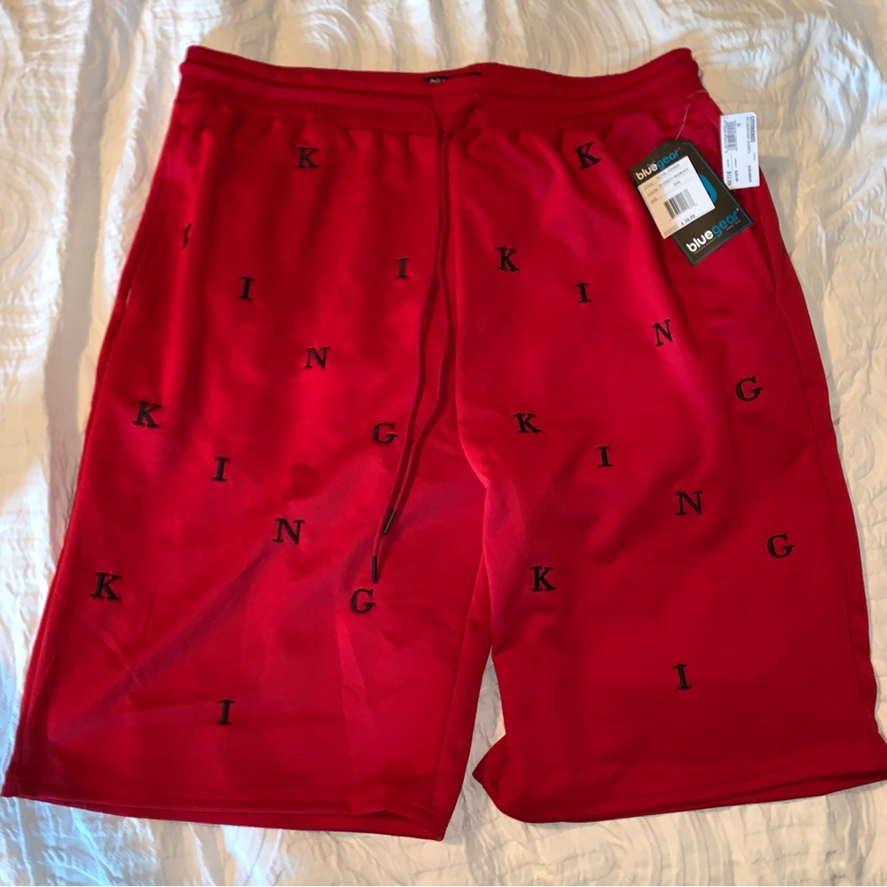 ⚙️ Blue Gear • Red Athletic Men's Shorts